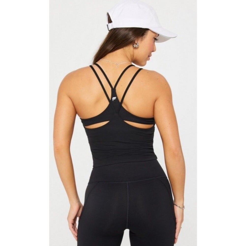 Fabletics Women's Principal Built In Tank Bra Medium Black M Strappy Gym Workout
